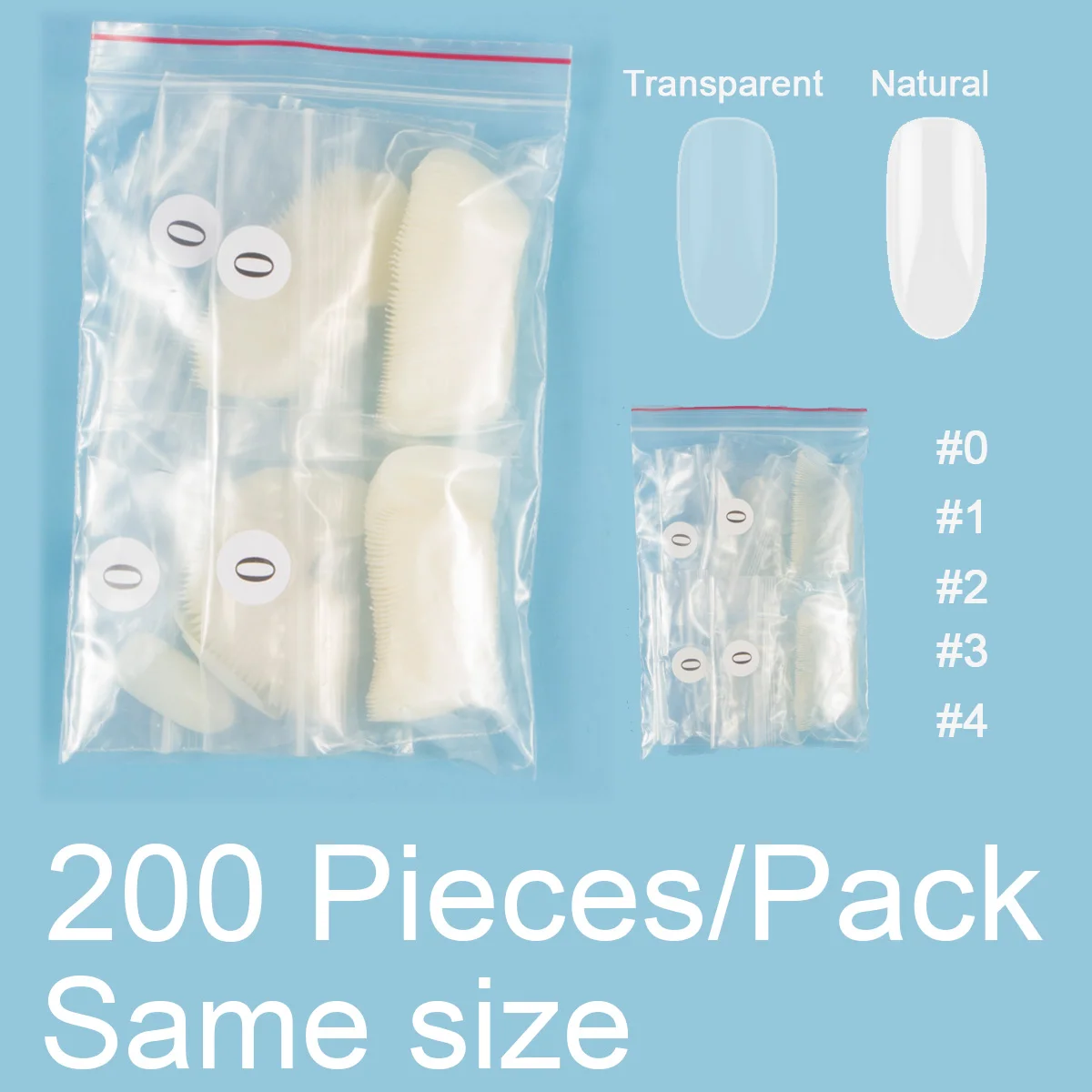 200 Pieces Same Size Of Oval Shape False Nail Tips Purchase Specific Sizes Fake Nails Paintting Prastic Nails Size 0 1 2 3 4