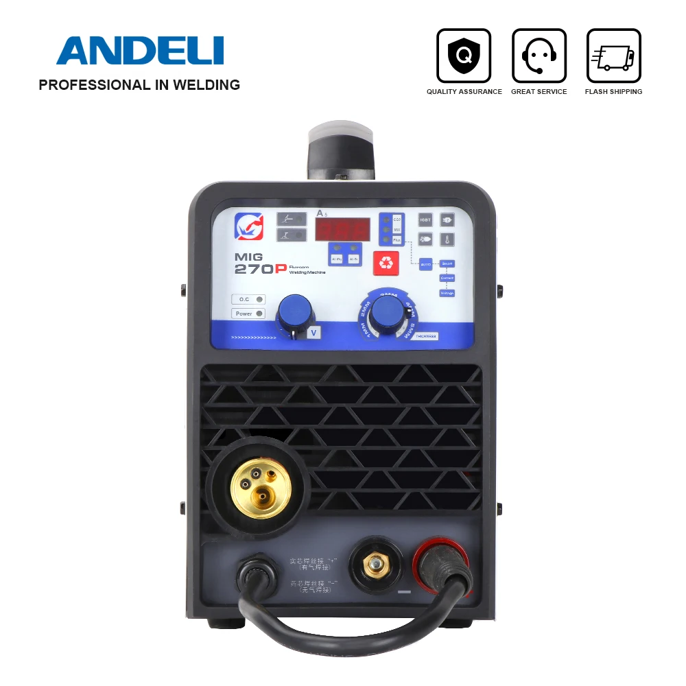 

ANDELI умный однофазный Портативный синергический сварочный аппарат с импульсным MIG-270P для наружной сварки алюминия