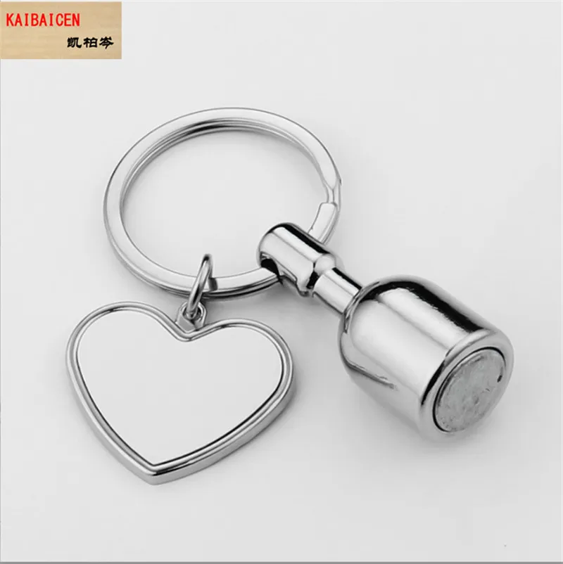 

20pcs/Lot Sublimation Blanks Magnet keychain Metal Round heart Blank Key Rings for Heat Press tag Personalised pendant