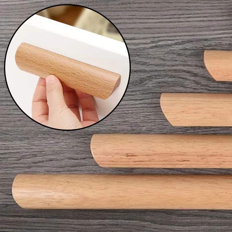 

Nordic Cabinet Solid Wood Handles Environmental Friendly Wardrobe Knob Wooden Furniture Handle Drawer Pulls
