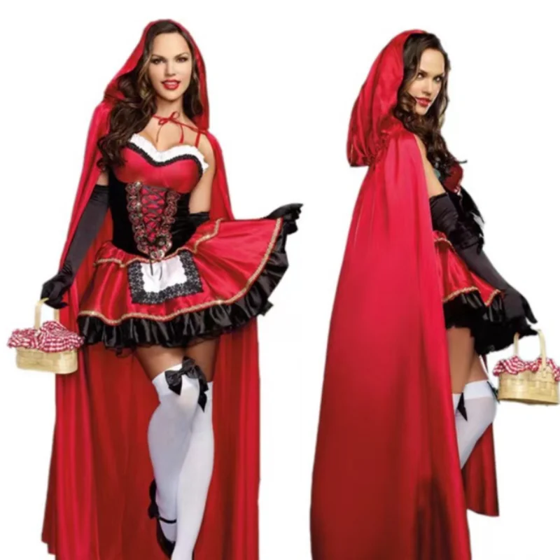 

Little Red Riding Hood Costume for Women Adult Costume Halloween Cosplay Red Cloak Party Clothes Cosplay Costume Women