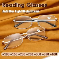 lightweight metal frame reading glasses with resin lenses transparent men and women eye glasses 100 to 400