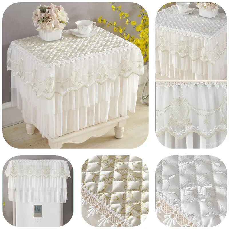 

Multifunctional Lace Cover Bedside Table Cover Air Conditioner Refrigerator Washing Machine White Table Cloth Dust Cover Towel