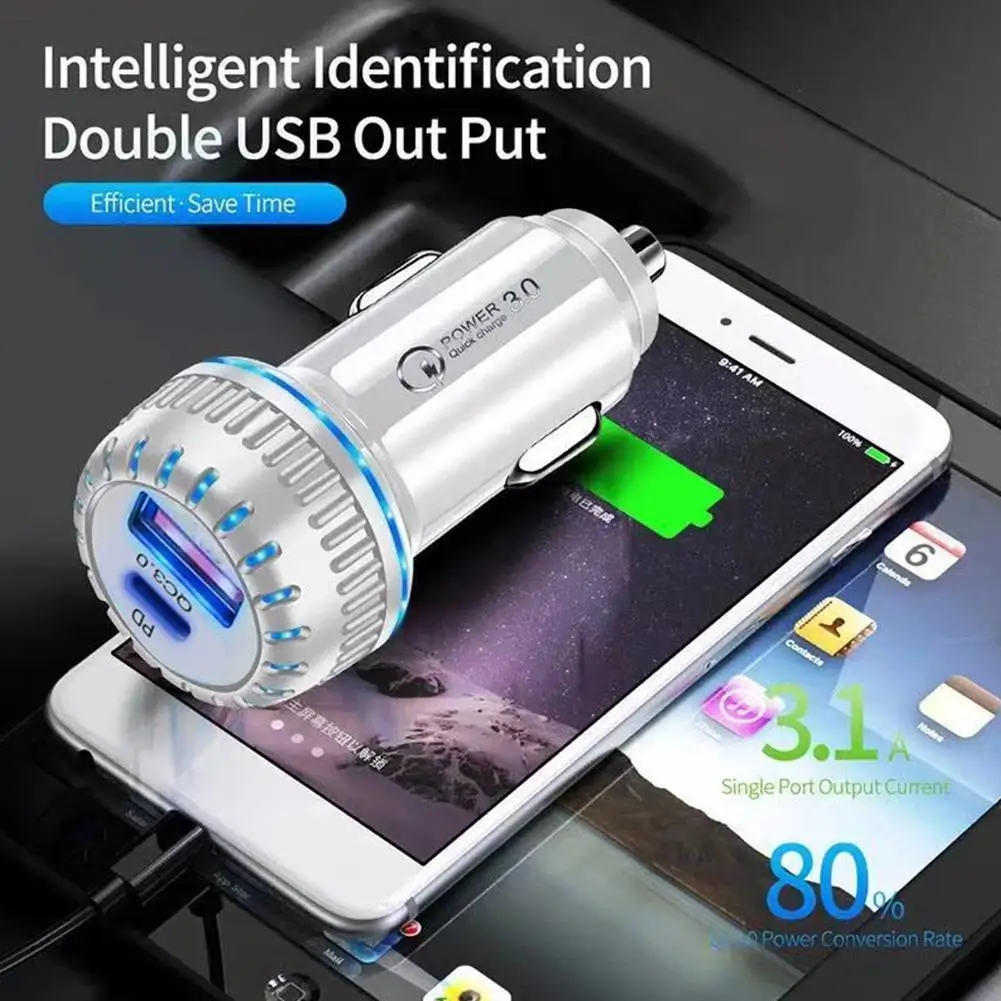 15 Вт QC3.0 USB автомобильная Быстрая зарядка с выходным адаптером PD для автомобиля