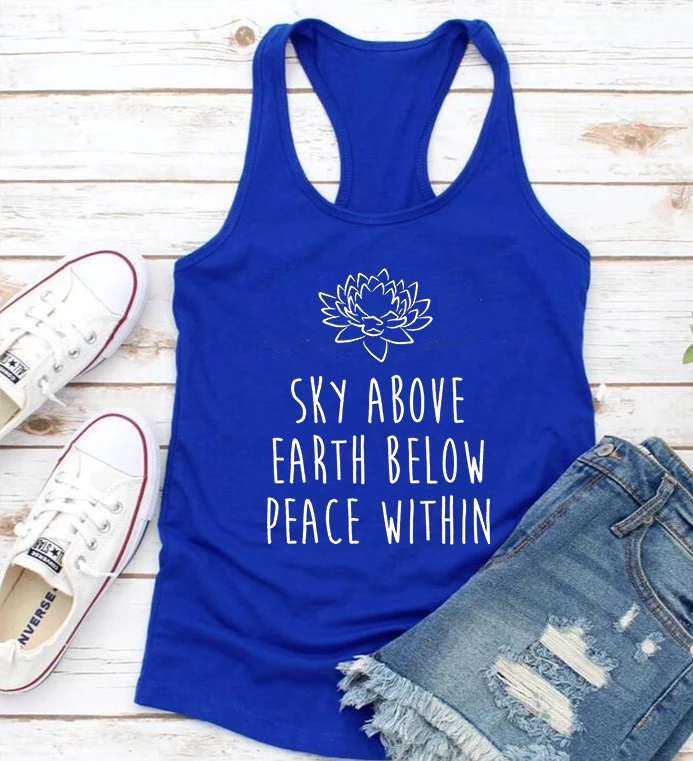 

Майка Sky Earth Peace женская для занятий йогой, топ для любителей тренировок, расслабляющая рубашка для медитации, йоги, дышащая рубашка, подарок ...