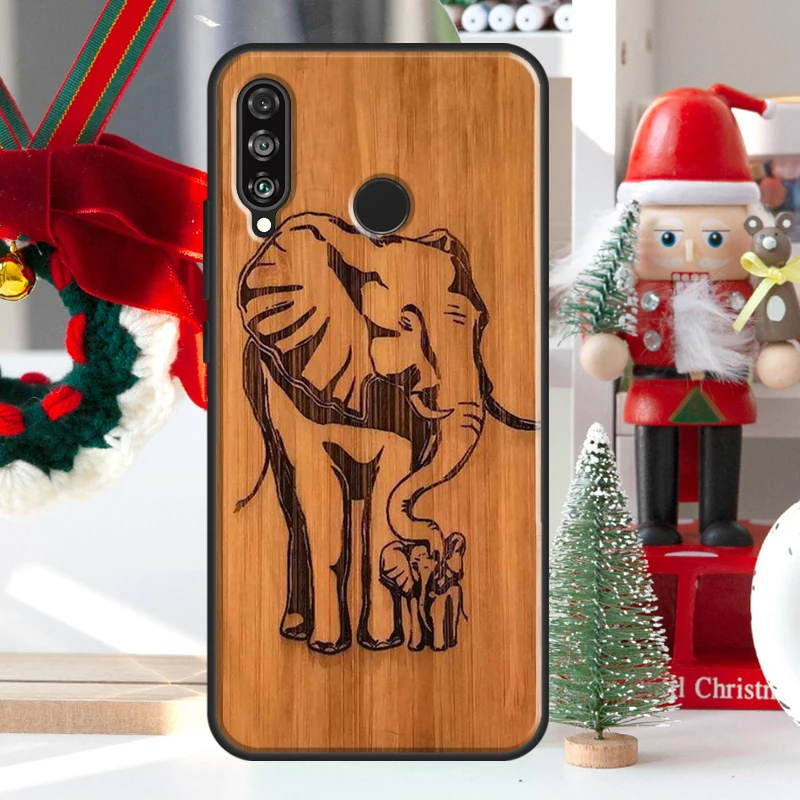 Фото Чехол из натурального бамбукового дерева с животным принтом для Huawei Nova 12i 11i 8i 12s Y73 Y72 Y61 Y91 Y90 Y70 Y60 9 10 SE P60 Pro P30 P40 Lite №3