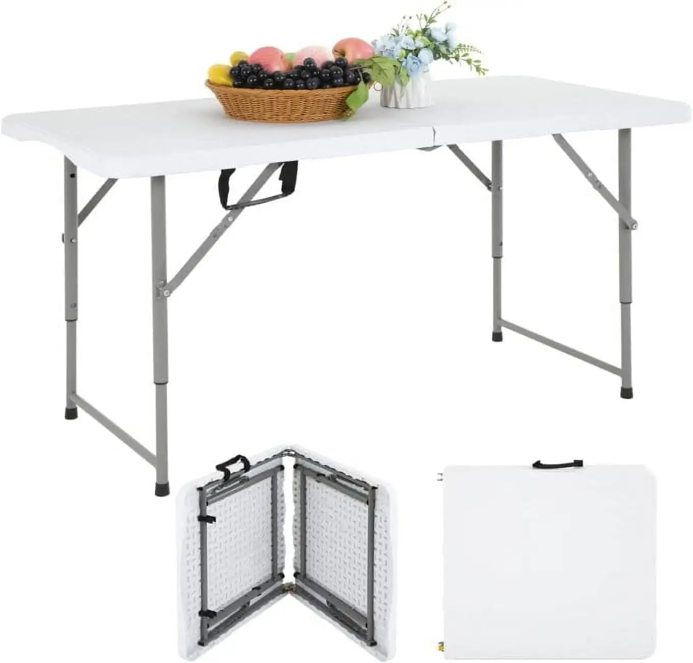 

Складной стол 4 фута, офисный стол с регулируемой высотой для кемпинга, белый столик для дома и улицы, скамейка для пикника и кемпинга