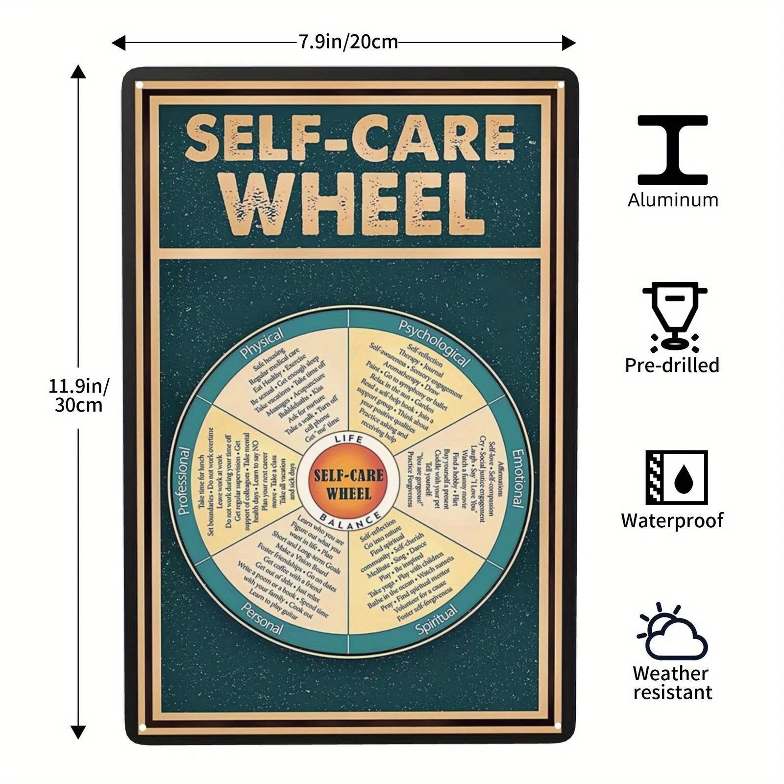 

Metal Aluminum Sign, Metal Vintage Feelings Wheel Therapy Chart Circle Of Emotions Feelings Funny, Retro Wall Art Sign, 8x12