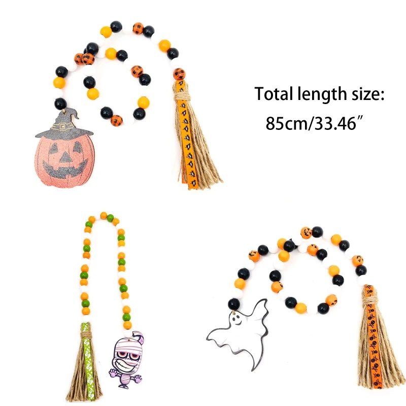 Halloween Wooden Beads Wreath Spider head Beaded DIY Custom Halloween Party Decoration Children's Toys Bracelet images - 6