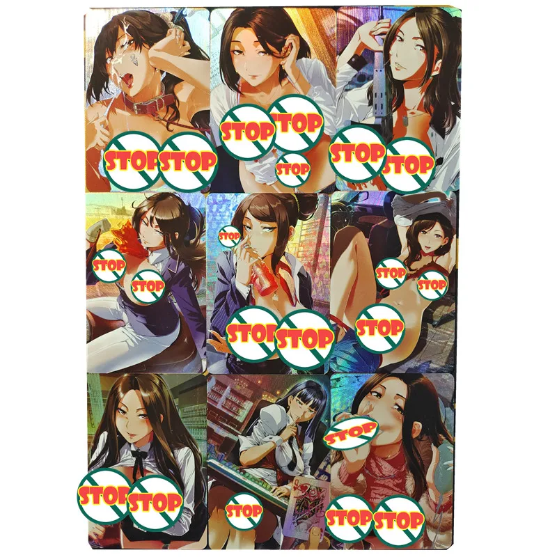 

9Pcs/set Anime Girls Flash Cards ACG Sexy Kawaii student black stockings underwear Limited Anime Game Collection Cards Gift Toys
