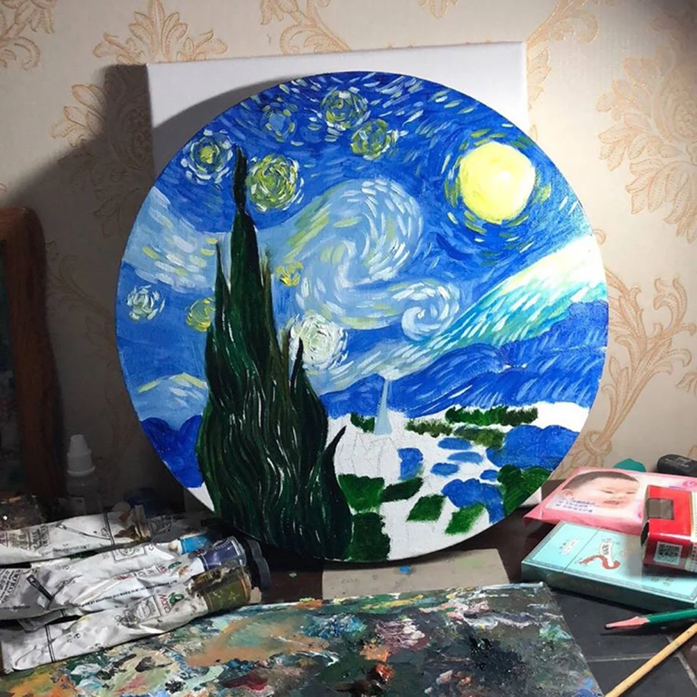 

Round Canvas Panels Canvas Boards Artist Canvas Boards For Painting Drawing Oil Wall Decoration 40cm ( White )