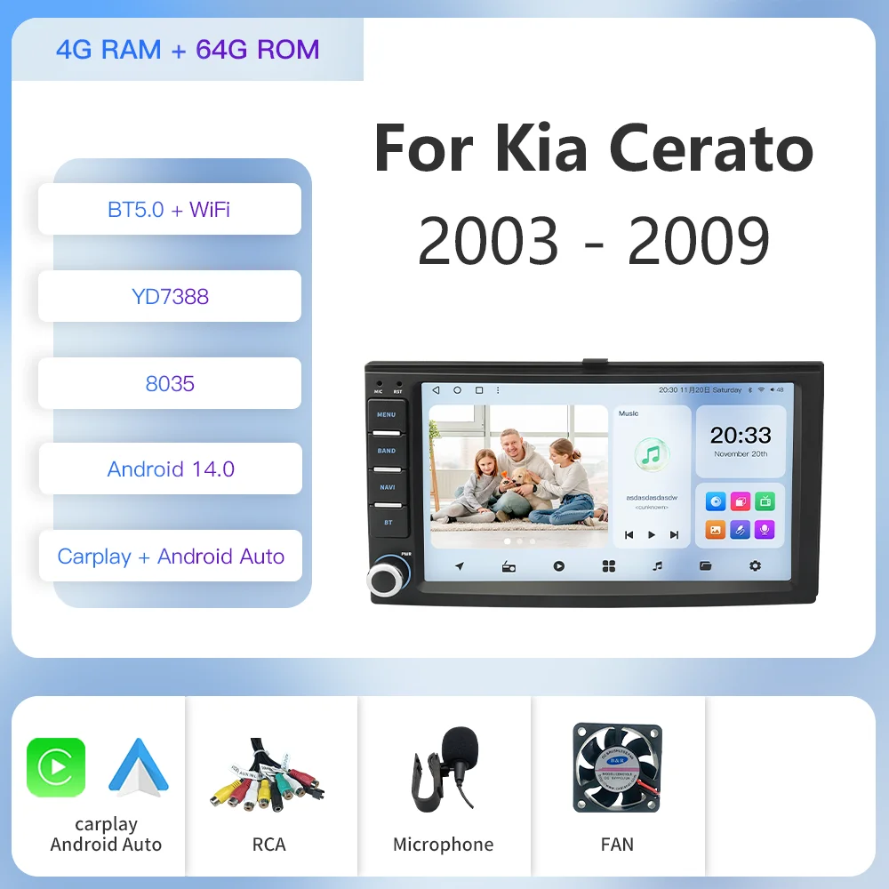 

Мультимедийная магнитола Kapud для Kia, стерео-система на Android 12, с 7 "экраном, GPS, Навигатором, для Kia Cerato, Sportage, Forte, Spectra, Morning, CarPlay