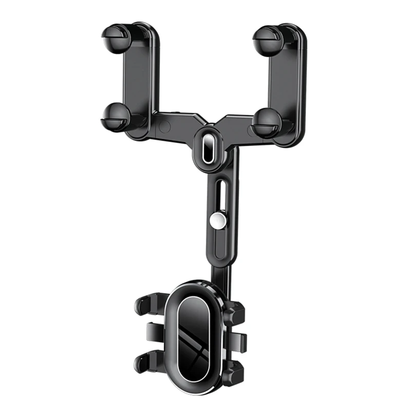 

Car Rearview Mirror 360° Phone Holder GPS Holder Phone Clip Retractable Rearview Phone Holder Stand with Silicone Pads