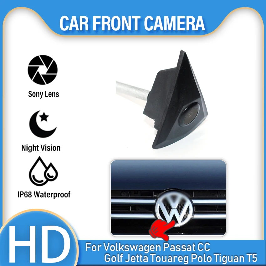 

Передняя парковочная фронтальная камера для Volkswagen Passat CC Golf Jetta Touareg Polo Tiguan T5, водонепроницаемая камера ночного видения, встраиваемый логотип HD