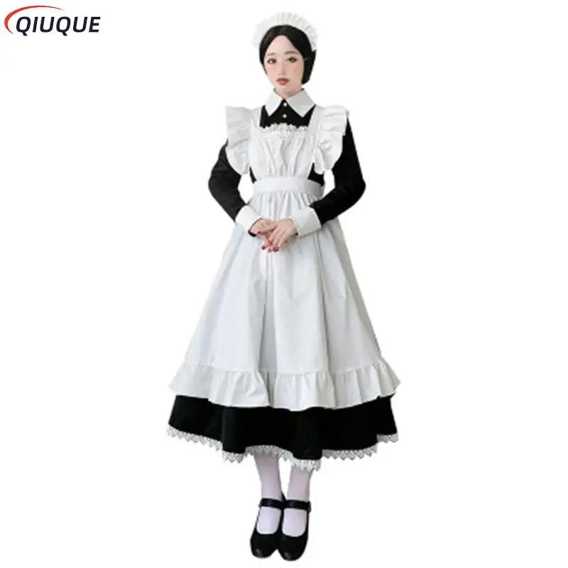 Women Maid Outfit Anime Long Dress French Court Maid Dress Lolita Dresses Cosplay Costume