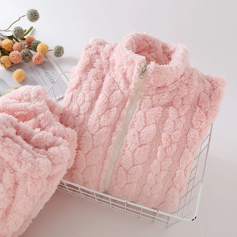 Фланелевой теплый женский зимний пижамный комплект ночная рубашка с длинными