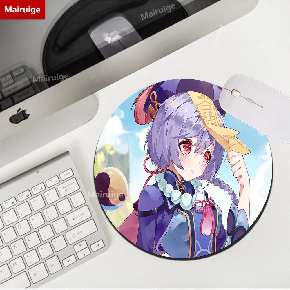 

Kawaii Qiqi Round Mouse Mats Small Mouse Pad Gamer Pads Non-slip Rug Cute Genshin Impact Gaming Accessories DIY Desk Mat Carpet