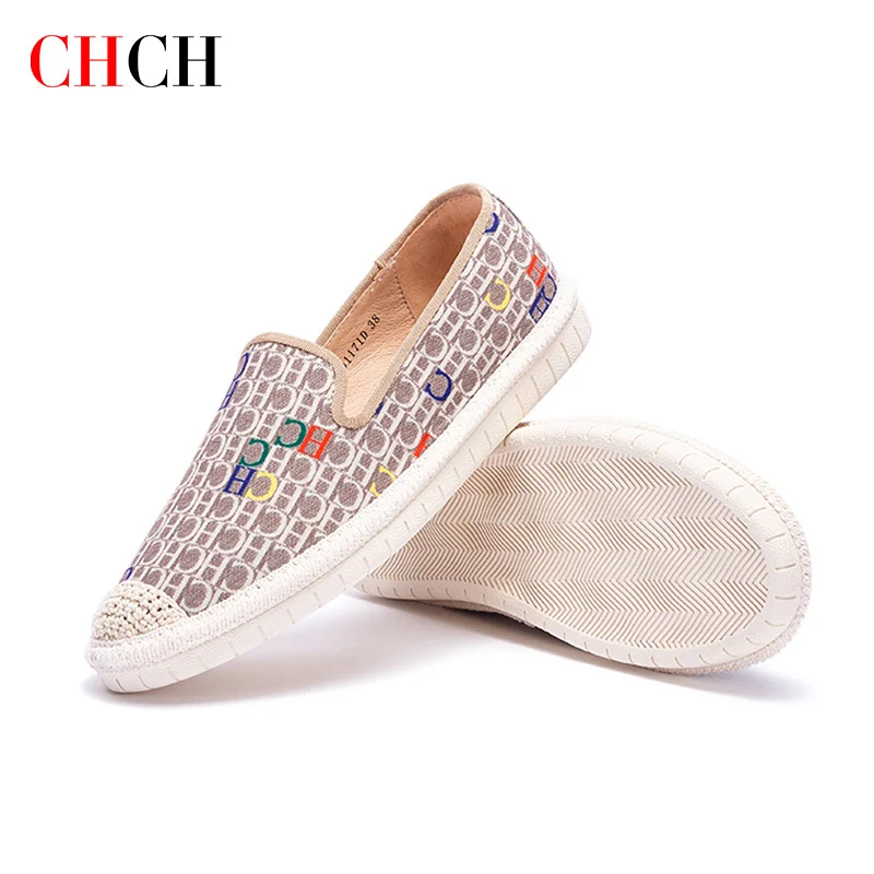

CHCH Summer Loafers Shoes Fashion Designer Women Fisherman Casual Shoes Lattice Slip-On Ladies Flat Denim Shoes Free Shipping