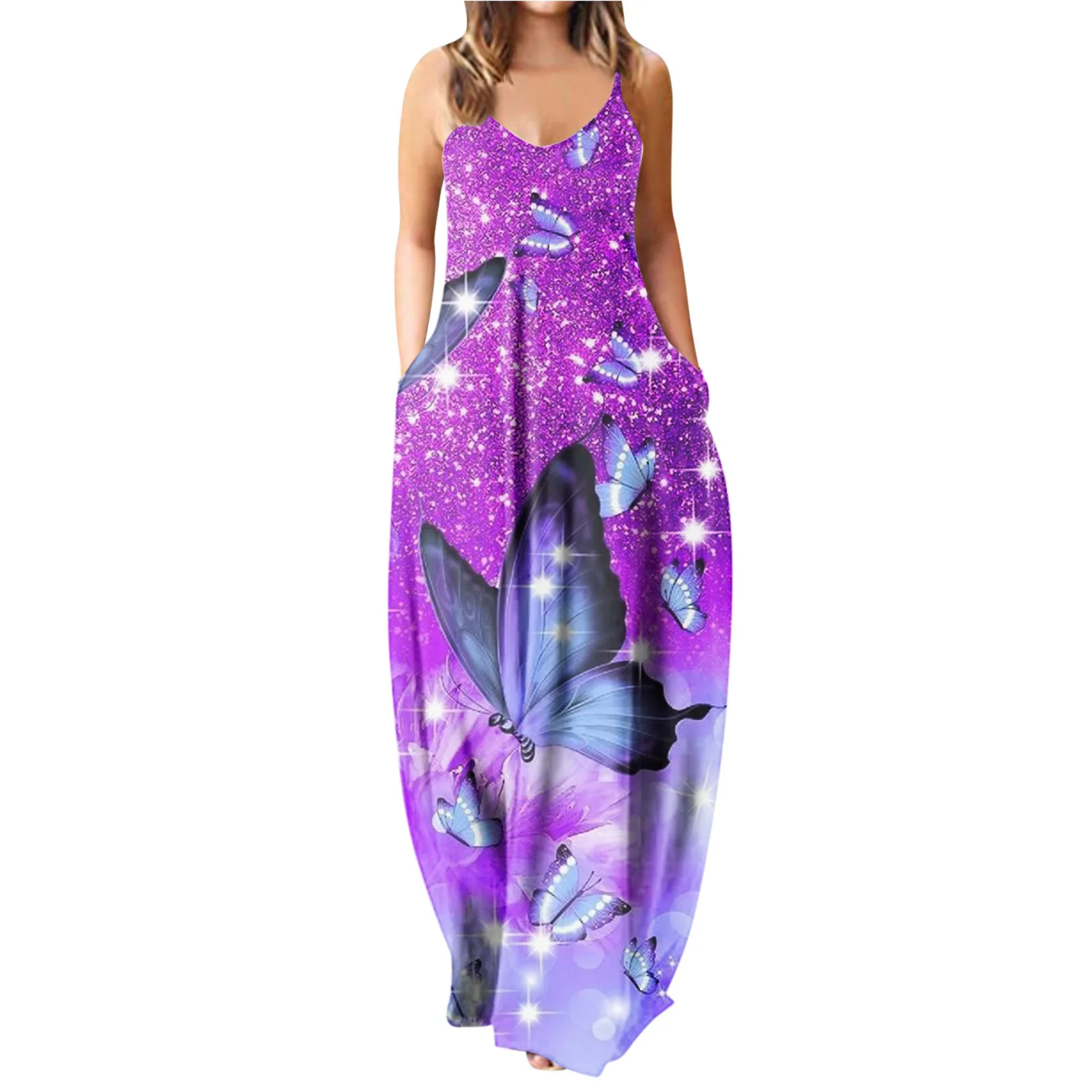 

Summer New Sleeveless Slip Dress Women's V Collar Dress Floral Print Sundress dress V-neck Leaky Back Beach Skirt