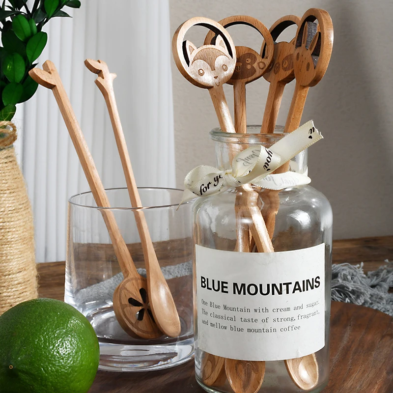 

Wooden Coffee Spoon Tea Soup Stirring Spoons Dessert Honey Cutlery Baby Kids Tableware