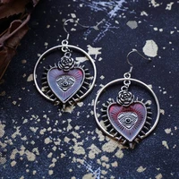 vintage mystical dark god goth pierced earrings evil eye heart wild rose pendant earrings witchcraft jewelry women gifts
