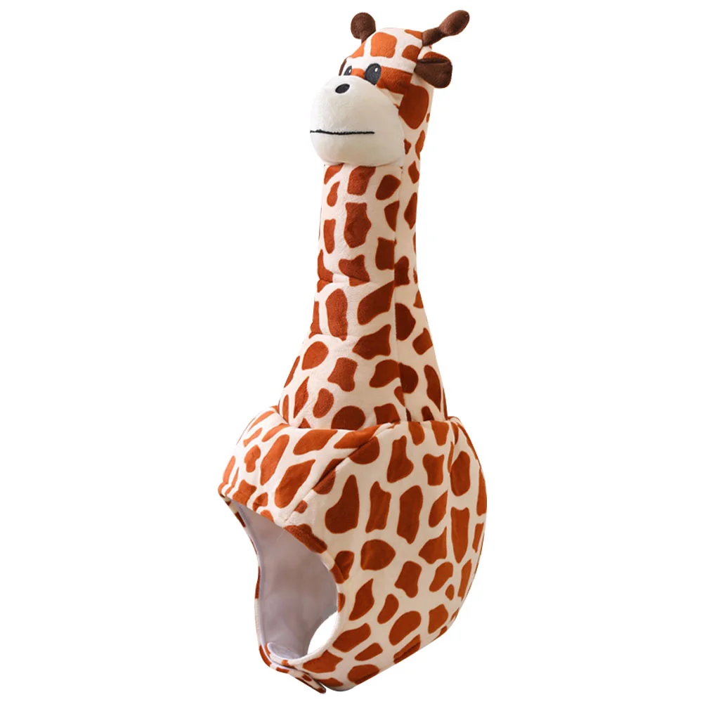 

Cartoon Giraffe Headwear Adorable Giraffe Shape Hat Plush Animal Hat Photo Prop