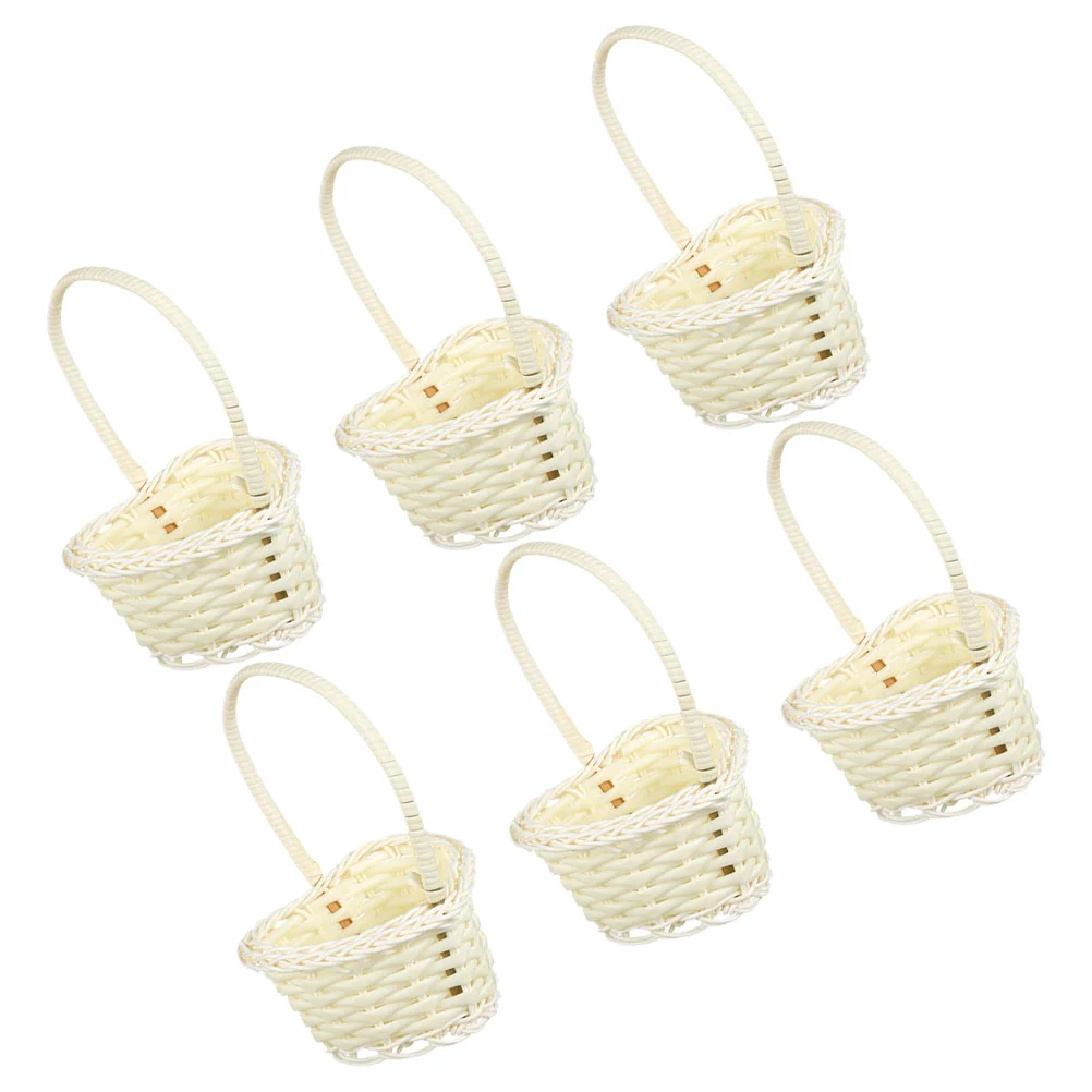 

6pcs Basket For Toys Miniature Plastic Basket Photography Props Indoor Layout Baskets Fruit Basket