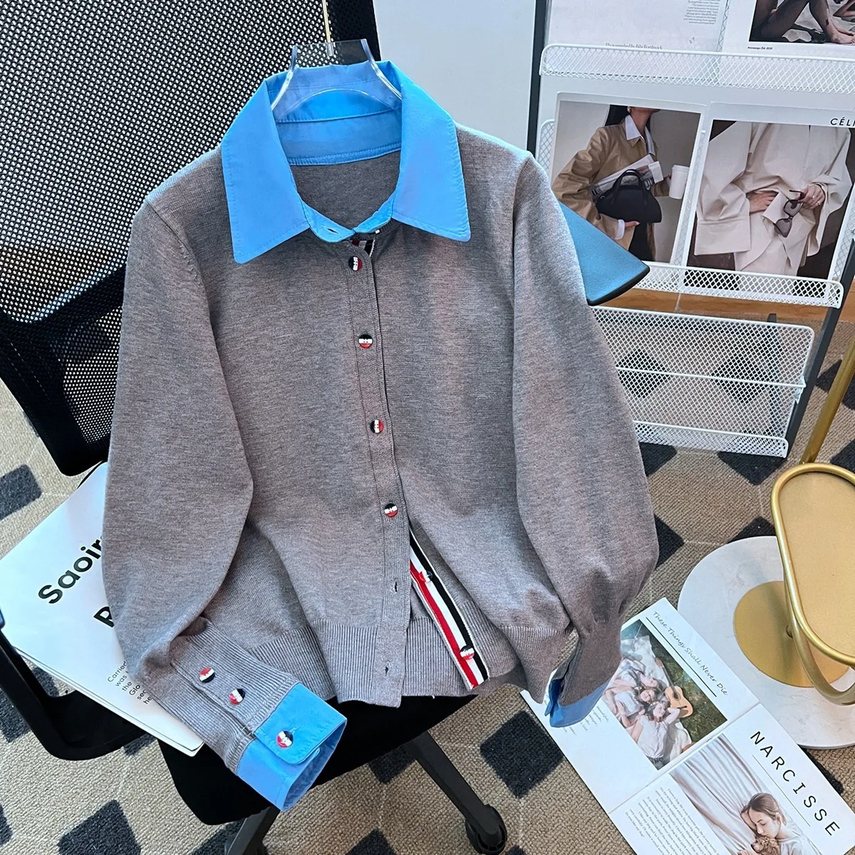 

Polo Neck Fashion Cardigans , Grey Color , Full Sleeves Knit Sweater , Oversize Jumpers Jackets, Кардиган Женский, Y2k, Traf