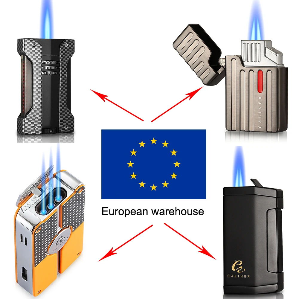 

GALINER Cigar Lighter Butane Gas Torch Lighters Windproof Jet Flame Smoking Cigar Lighter European Belguim Warehouse In Stock