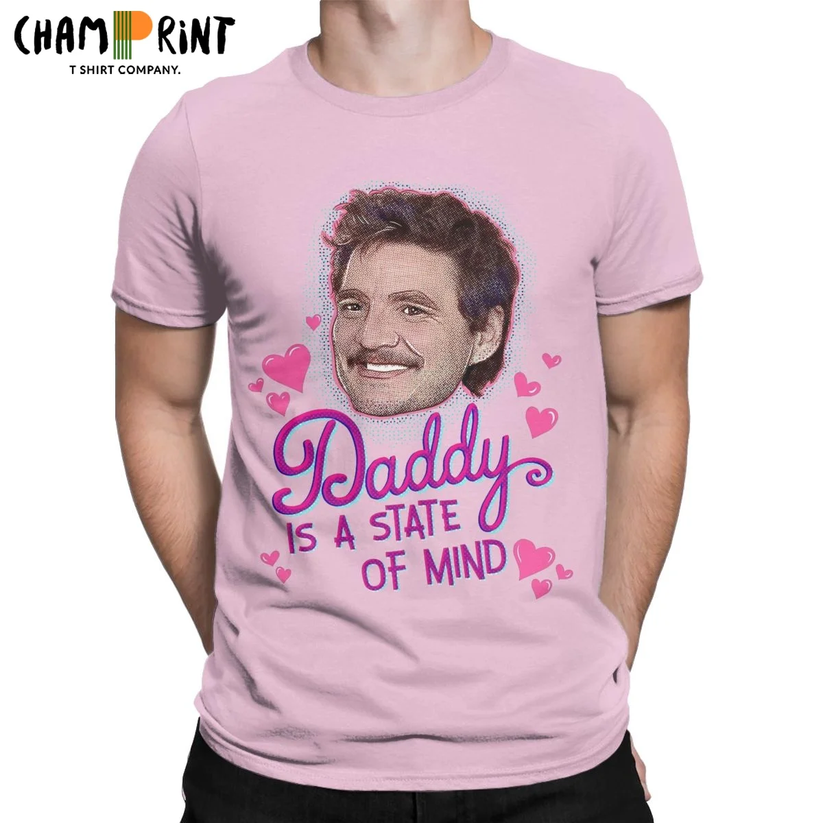 

Футболка мужская с принтом Педро Паскаль папа Состояние ума Новинка футболки с коротким рукавом Круглый вырез унисекс Женские футболки хлопковые топы с принтом