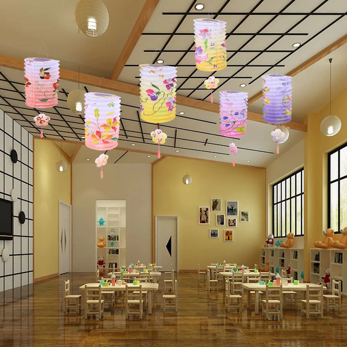 

Paper Lanterns Lantern Chinese Festival Folding Foldableautumn Decorative Year New Lamp Hangingdecorations Chandeliers