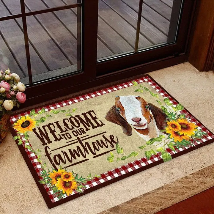 

Welcome To Our Farm House Nubian Goat All Over Printed 3D Doormat, Farmhouse Doormat, Gift For Farmer 3D Printed Doormat