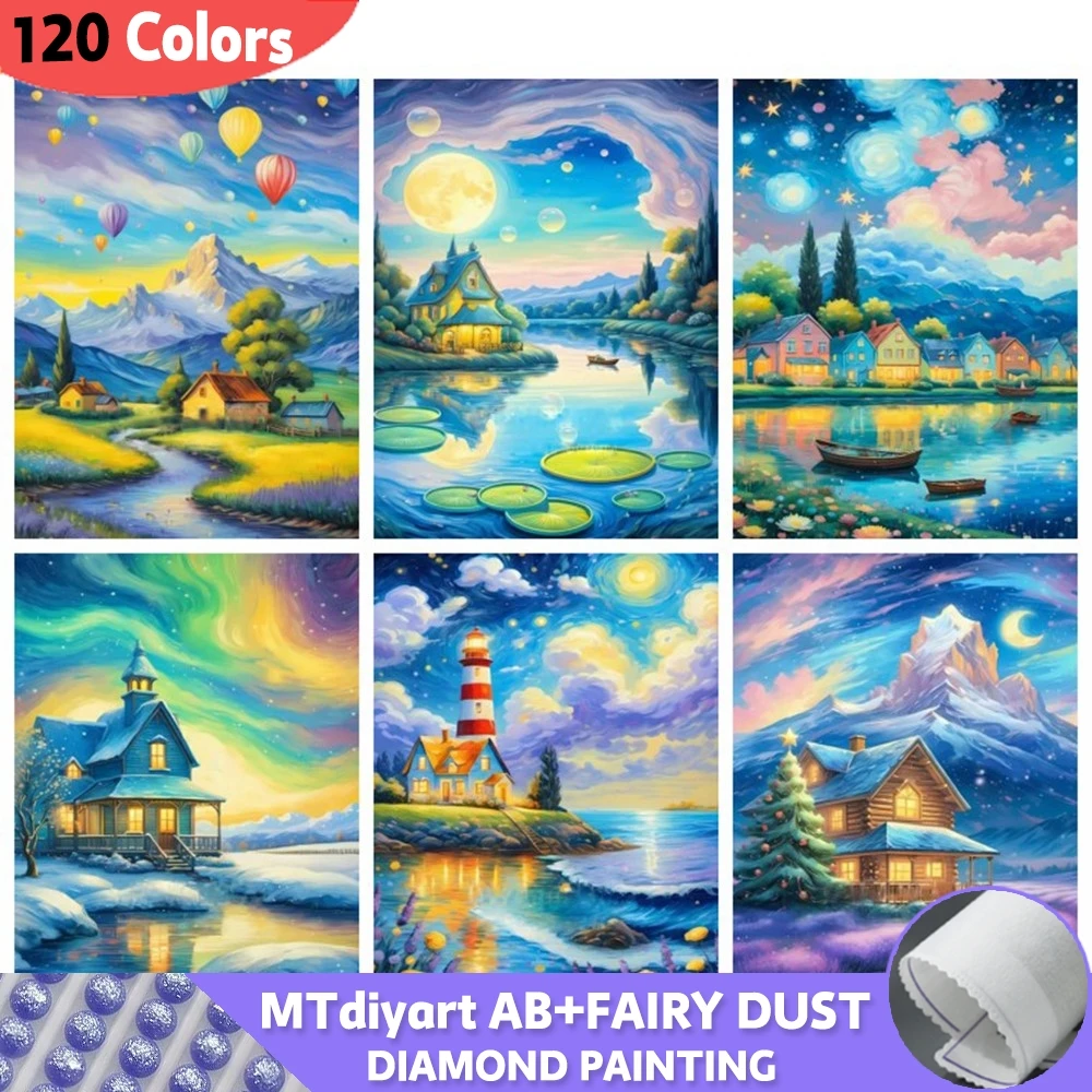 120 цветов фантазия AB сказочная пыль Diy алмазная живопись дом река домашний декор