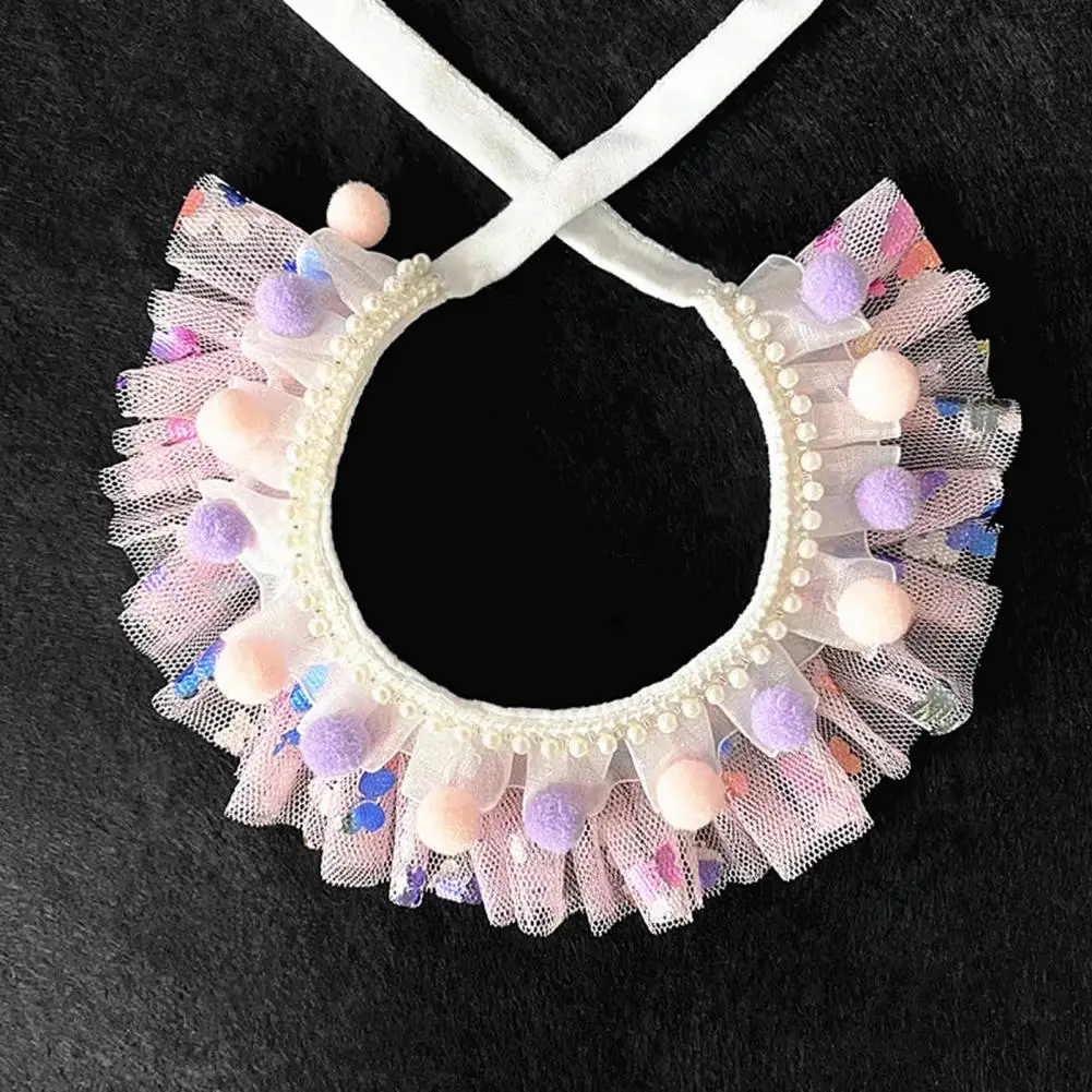 Элегантное ожерелье для собаки нагрудник из искусственного жемчуга кружевной с