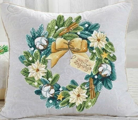 

Flower wreath pillows 34-34 embroidery kits, cross stitch kits,cotton frabric DIY homefun embroidery Shop14