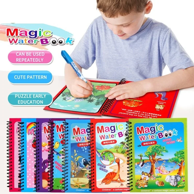 

HSYK Magic Coloring Book For Kids Magic Pen Drawing Book Kids Painting Toys Magic Water Drawing Book