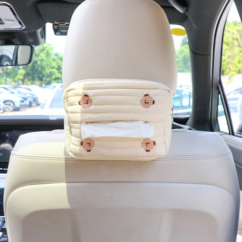 

Towel Box Car Seat Accessories Tissue Case with Fix Strap Adjustable Decoration Tools Back Hanging for Napkin Paper Backseat