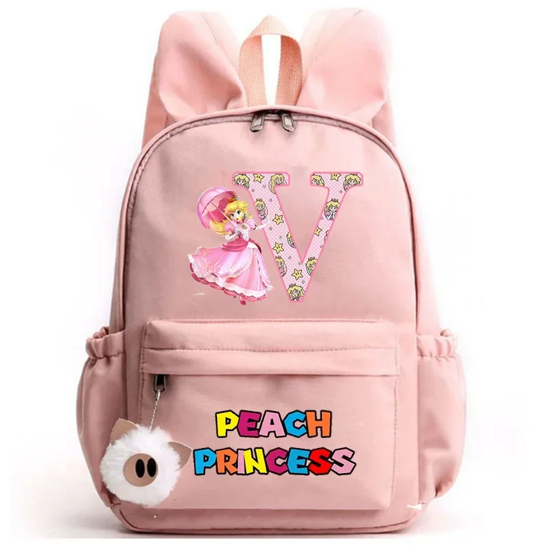 New Super Mario Girls School Backpack Kawaii Peach Princess Cartoon Printed Bag Children Supplies Birthday Gifts
