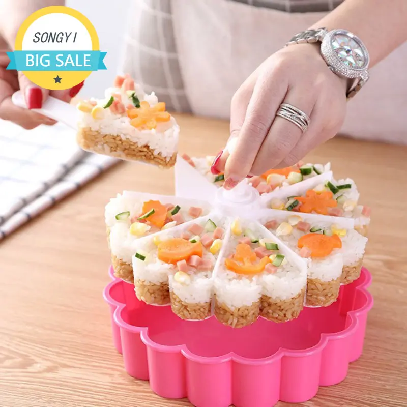 

1PCS 8 Grid Sushi Pan Food Grad PP Material Heart Shaped Cakes Sushi Mold Kitchen Baking Jelly Pudding Mould Sushi Mold Tools