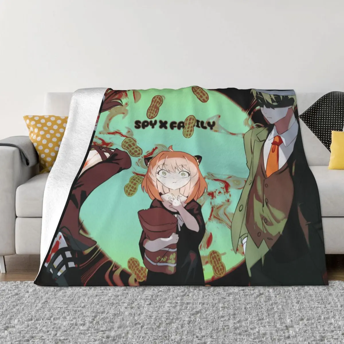

Spy X Family Anime Knitted Blanket Flannel Kawaii Forger Anya Lightweight Throw Blanket for Home Couch Bed Rug