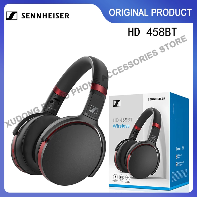 Original Sennheiser HD 458BT Headset Wireless Bluetooth 5.0 Headphones Active Noise Reduction Folding Over-Ear Earphone HD458bt