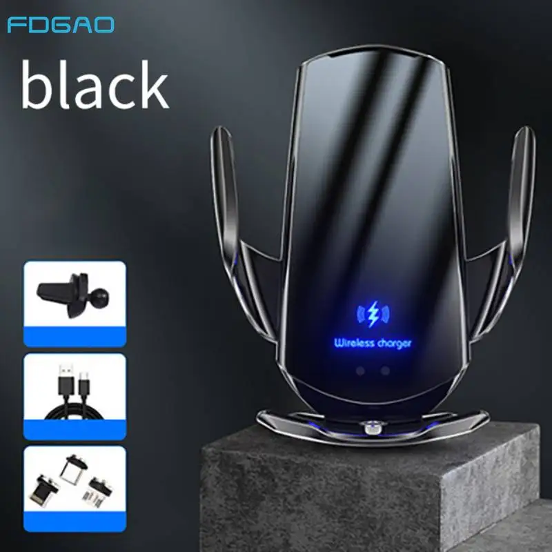 

15W Fast Wireless Car Charger For iPhone 14 13 12 11 Pro XS XR X 8 Samsung S21 S22 Automatic Clamping Car Mount Phone Holder