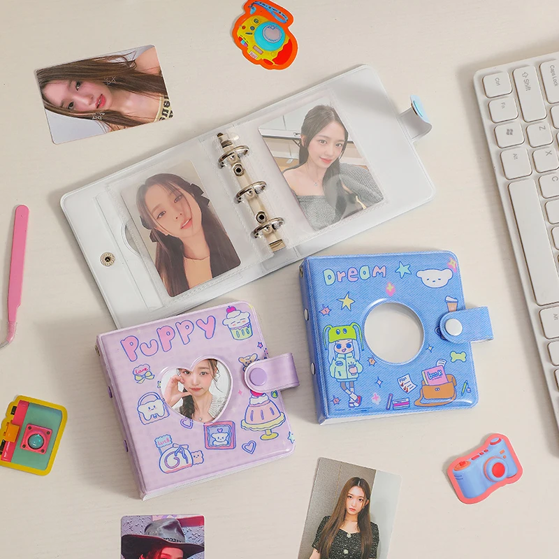

Cute 3inch Photocard Holder Hollow Love Heart Love Kpop Album Collect Book Idol Cards Sleeves Photo Card Collection Book