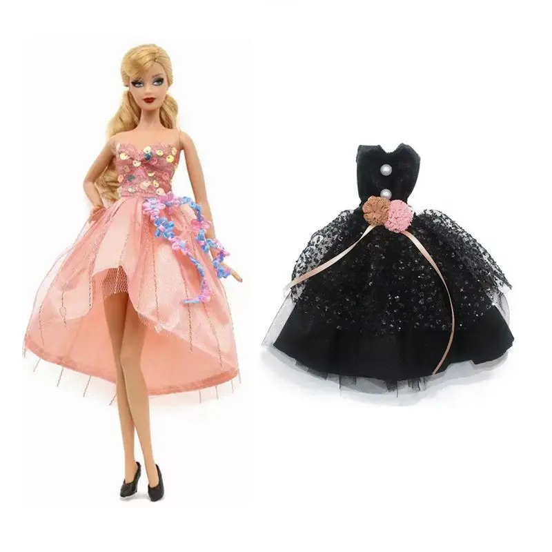 

Fashion Wedding Dress Kawaii Items Pink Black Blue Doll Wear Kids Toys Pretend Play Things For Barbie DIY Children Boy Girl Gift