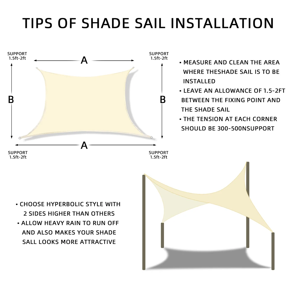 Summer outdoor waterproof and UV shade sail 300D Oxford cloth shade canvas garden terrace canopy camping sun shelter