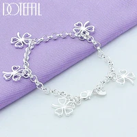 doteffil 925 sterling silver five lucky clover flowers pendant bracelet chain for woman wedding engagement charm jewelry