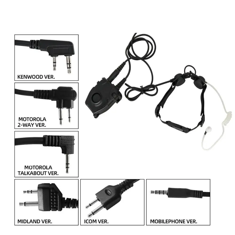 Tactical Throat Headset Outdoor Portable Neckline Tactical Throat Microphone Vacuum Sound CS Headset +tactical PTT U94 PTT
