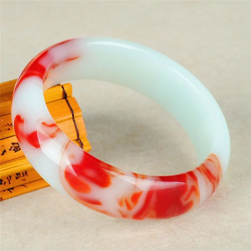 

Xinjiang Gobi Hotan Sheep Fat Red White Jade Chicken Blood Floating Jade Bracelet Ladies Fashion Bracelet Jewelry