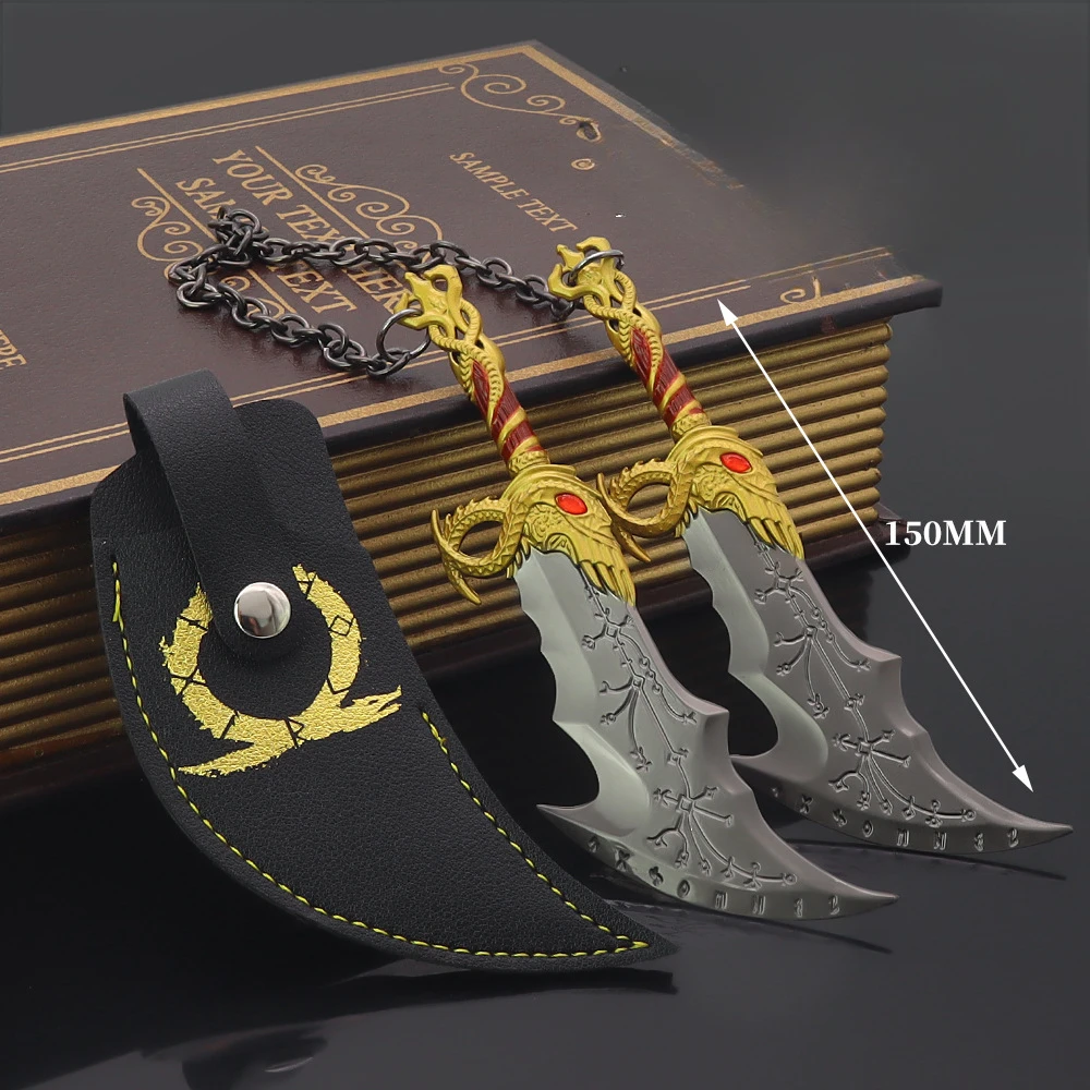 

God of War game peripheral weapons 15cm Kratos Chaos Blade A holster zinc alloy weapon model toy gift Metal decoration set