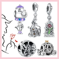 cartoon 925 sterling silver belle charms olaf mrs potts beads fit original pandora bracelet jewelry making diy women gift